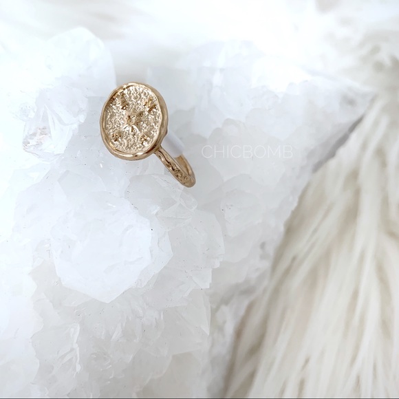 RESTOCKED NSEW compass ring in gold - Picture 7 of 8